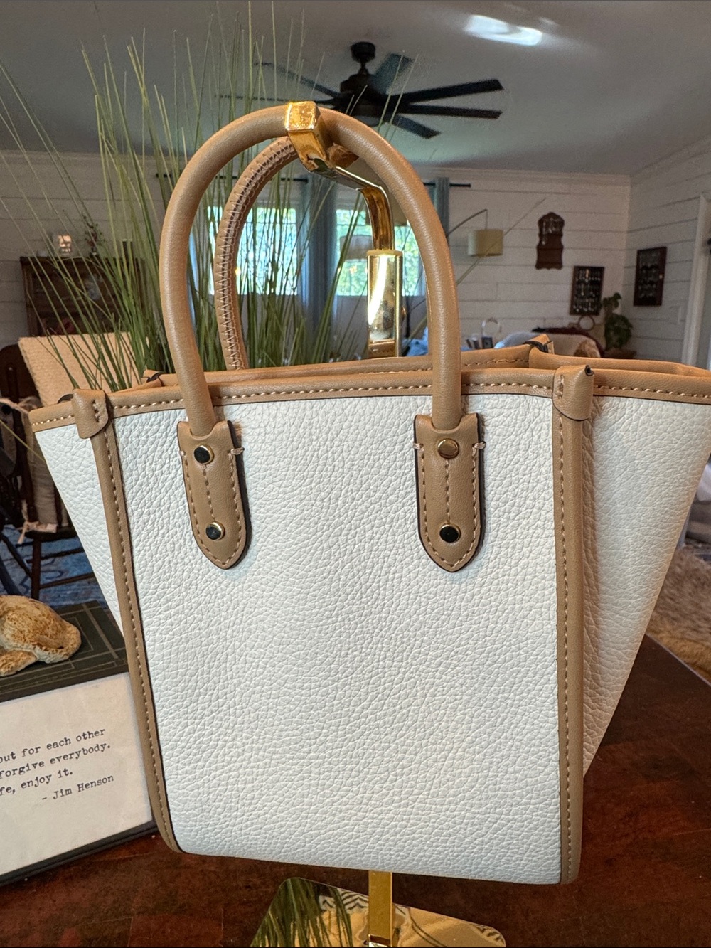 🩵kate spade White and Tan Chip & Dale Mushroom Mini Satchel - Picture 7 of 9